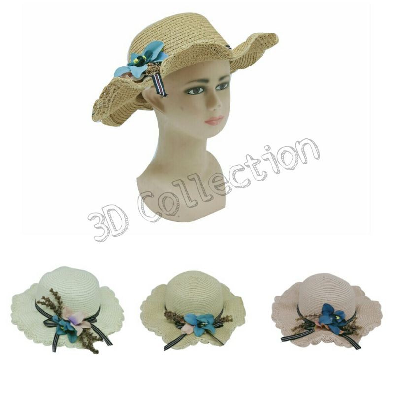 Topi Pantai Anak Gelombang Import Motif Bunga Lily