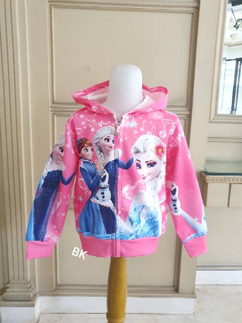 JACKET HODDIE ANAK PEREMPUAN MOTIF FROZEN ELSA ANNA / JAKET ANAK PRINCESS IMPORT