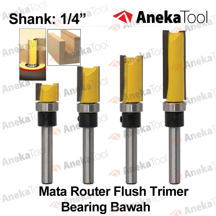 Mata Profil Router 1/4 Flush Trimmer Bits - Bearing Bawah
