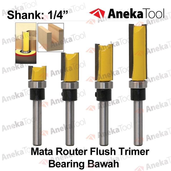 Mata Profil Router 1/4 Flush Trimmer Bits - Bearing Bawah