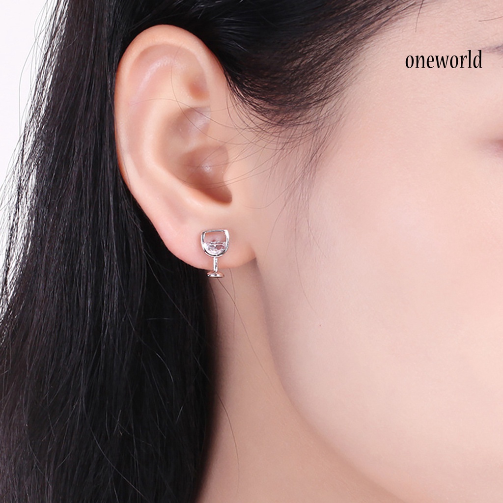 OW@ 1 Pair Women Earrings Craft Workmanship Jewelry Gift Anti-rust Women Cubic Zirconia Ear Studs for Dating