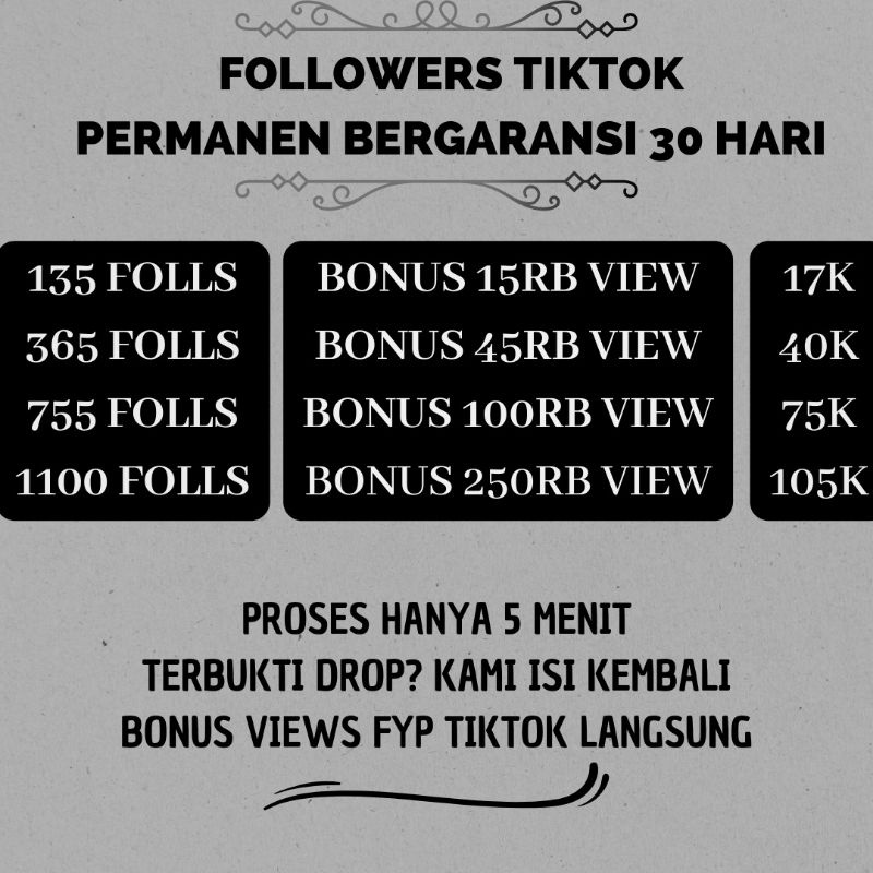 Follower permanen aktif tiktok / folowers tiktok / followers tiktok permanen / jual followers tiktok