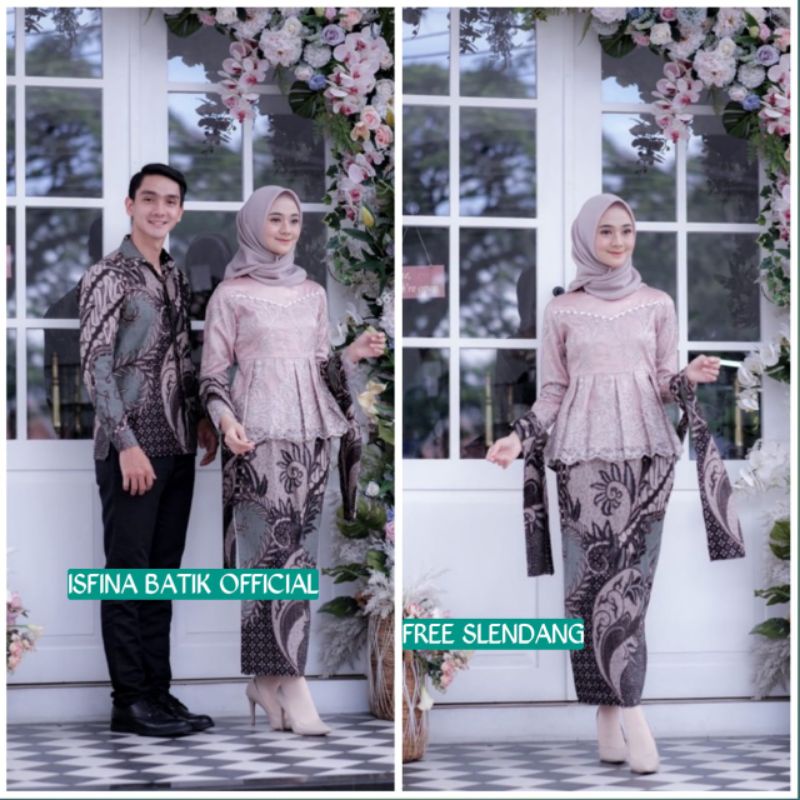 Jual Couple Kebaya Modern Baju Wisuda Tunangan Lamaran Terbaru Baju Batik Brokat Couple Asyifa