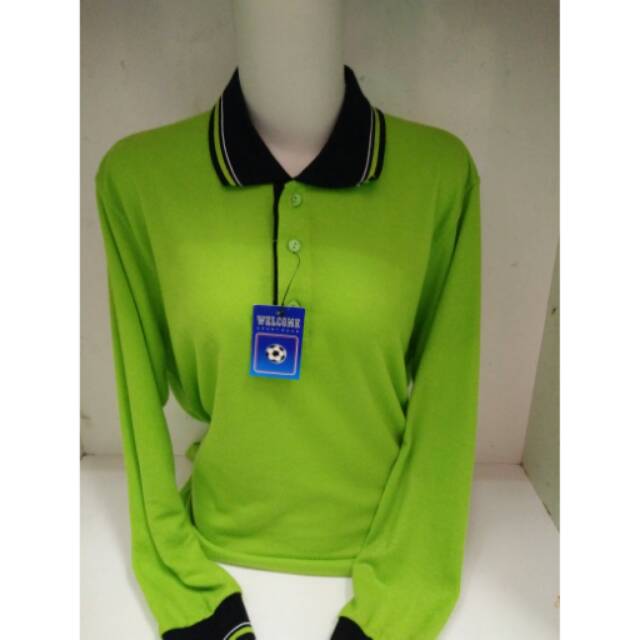 Polo Shirt Panjang Hijau Stabilo | Polo Shirt | Kaos Polos | Kaos Cewek