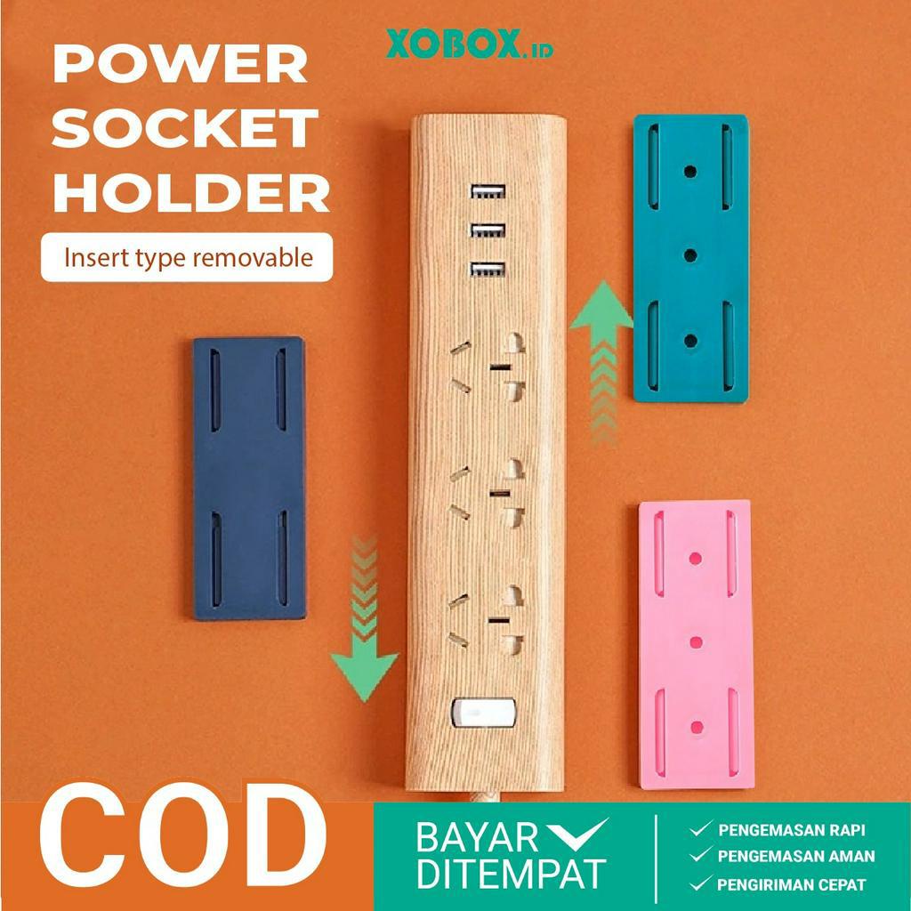 Holder Power Strip Kait Dinding Steker Listrik Perekat Stop Kontak HM040 - XOBOX