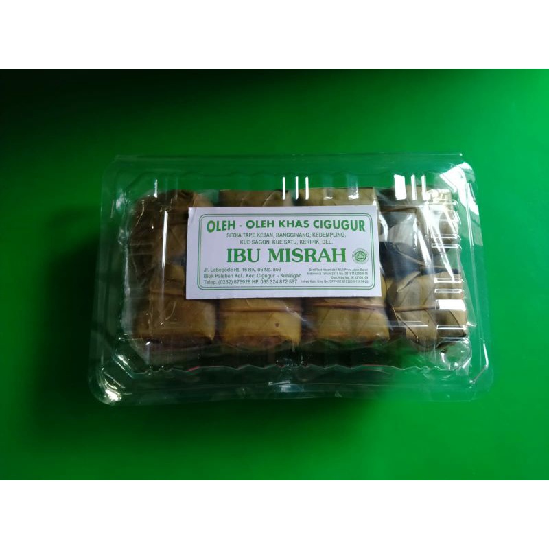 

Ibu Misrah Tape Ketan Bulat Hijau Asli Cigugur Bungkus Daun Jambu Kemasan Mika Plastik Isi 16