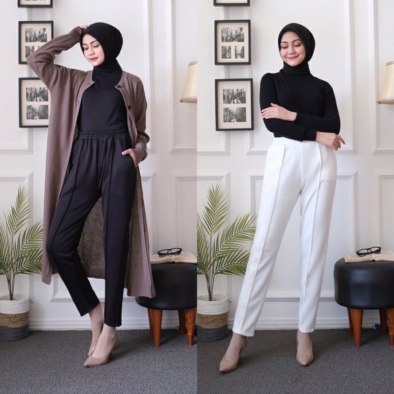 Aulia - Celana Basic Pants Luna//Celana Luna Scuba Ukuran Standar