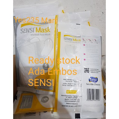 Masker Sensi Duckbill Sachet isi 6 BEREMBOSS SENSI/ORIGINAL/READY STOCK