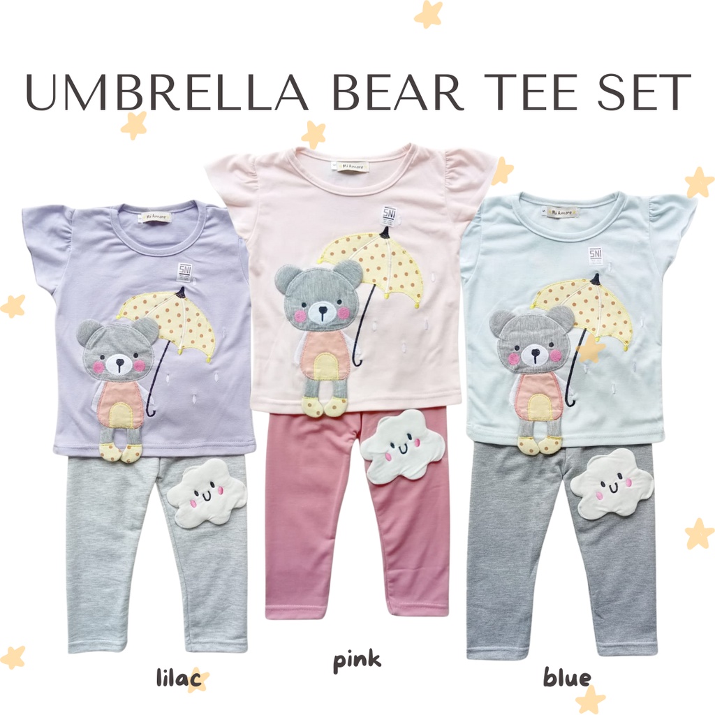 KITTY / umbrella bear  / moon rabbit tee set piyama anak baju rumah baby setelan kaos legging anak perempuan baju anak perempuan balita 1-5 tahun kaos anak perempuan baju cewek baju baby cewek