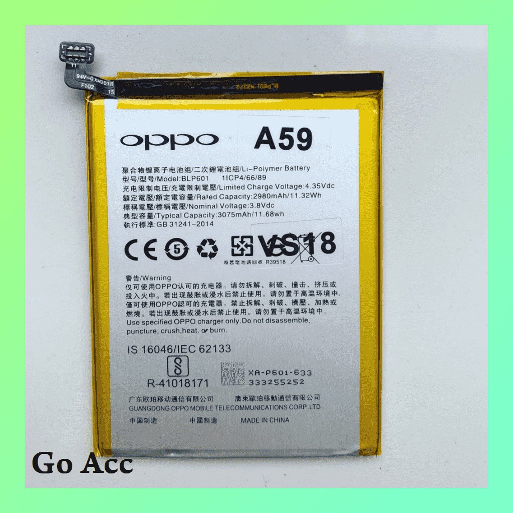 Baterai Battery Oppo F1s, A59, BLP601, BLP 601 BLP-601
