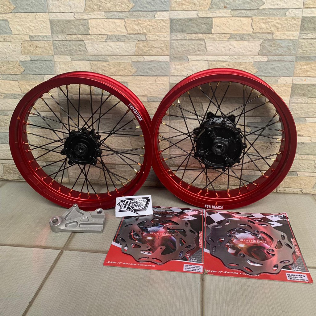 VELGSET SUPERMOTO HONDA CRF 150 L VELG EXPEDITION KOMPLIT TERLARIS