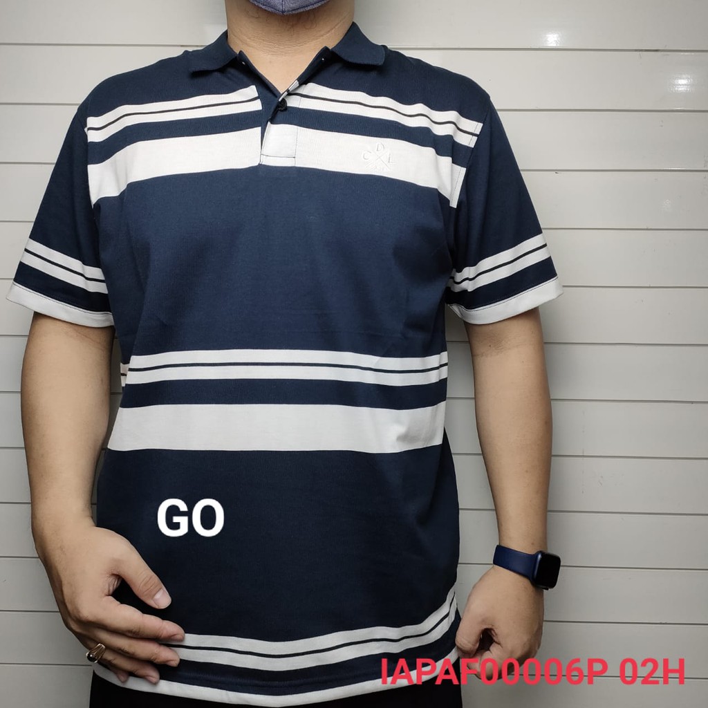 gof CDL By (CARDINAL) POLO T-SHIRT Pakaian Pria Atasan Kaos Polo Berkerah Garis Salur Lengan Pendek