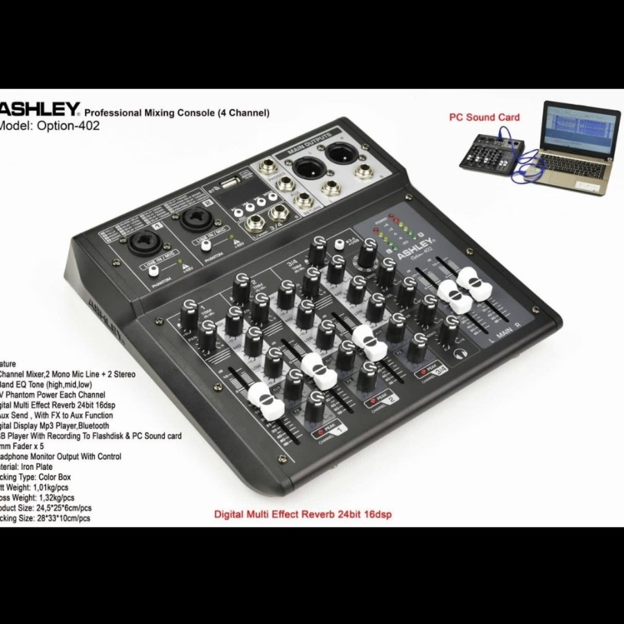 mixer 4ch audio Ashley Option402 Option 402 4CH usb bluetooth soundcar