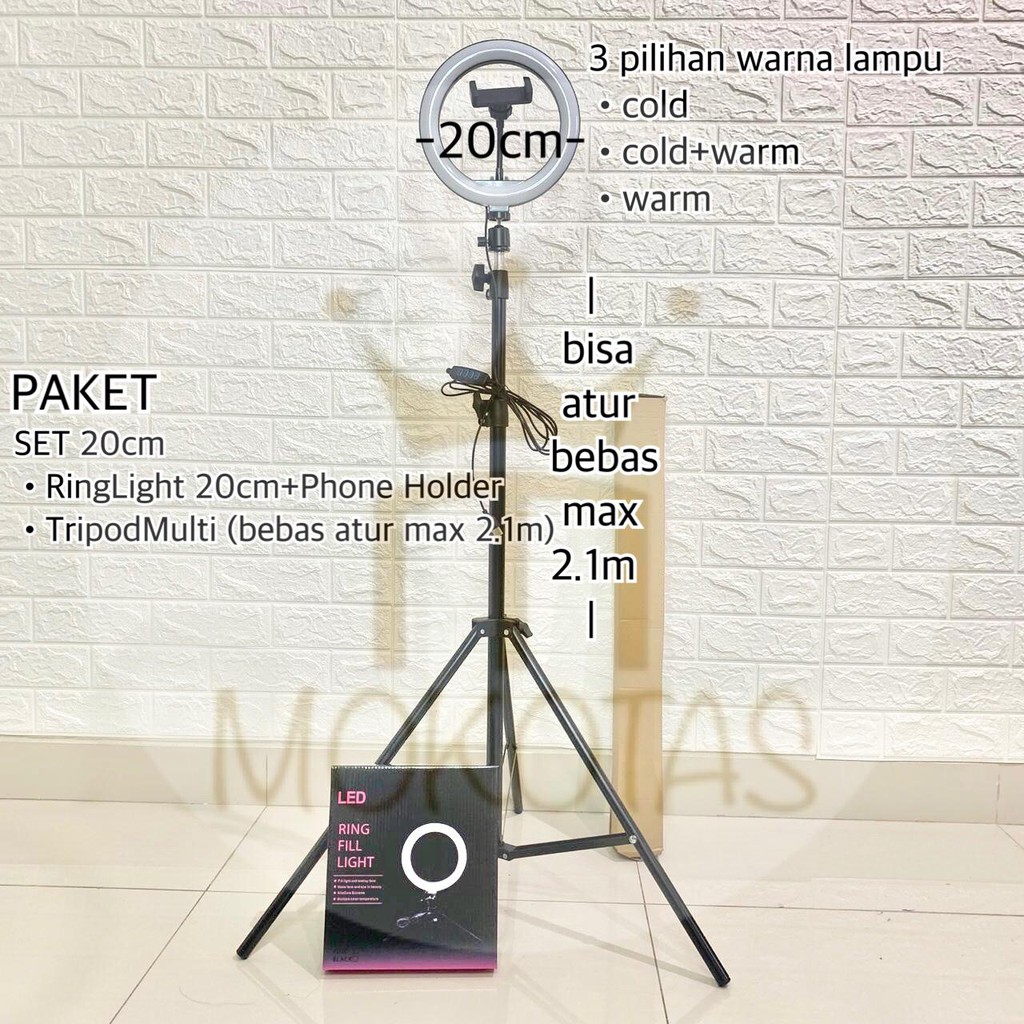 PAKET RING LIGHT LED 16CM 20CM 26CM 30CM LAMPU MAKE UP VLOG LAMPU RINGLIGHT TRIPOD MULTI TIKTOK LIVE