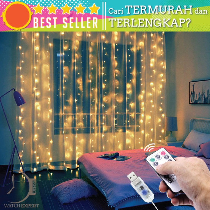 BISA COD Lampu LED USB Dekorasi Kamar Tidur 3x3Meter 300 LED Dengan Remote Control - ANB300