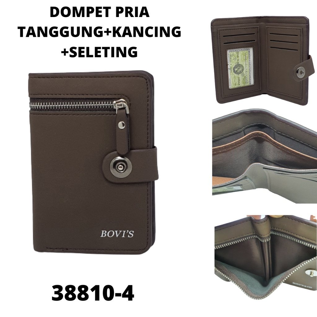 Dompet Pria Cowok Bovis Tanggung 3/4 Model Kancing Magnet dan Seleting Depan Harga Murah Original Asli Kualitas Distro Keren Kekinian Terbaru