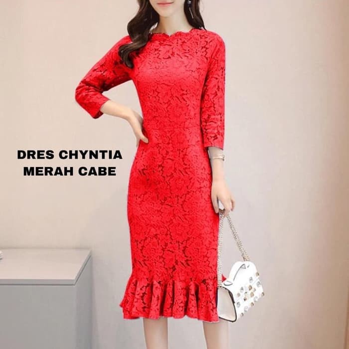 Dress Midi/Mini/Gaun Full Brukat/Brokat/Lace Putih Shanghai Simple Modern Etnik Elegant Party/Pesta