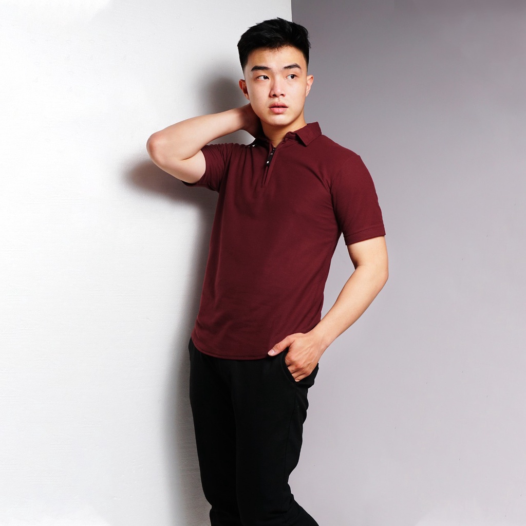 Kaos Kerah Polo Shirt Pria Polos Lengan Pendek Original Broguy - Maroon