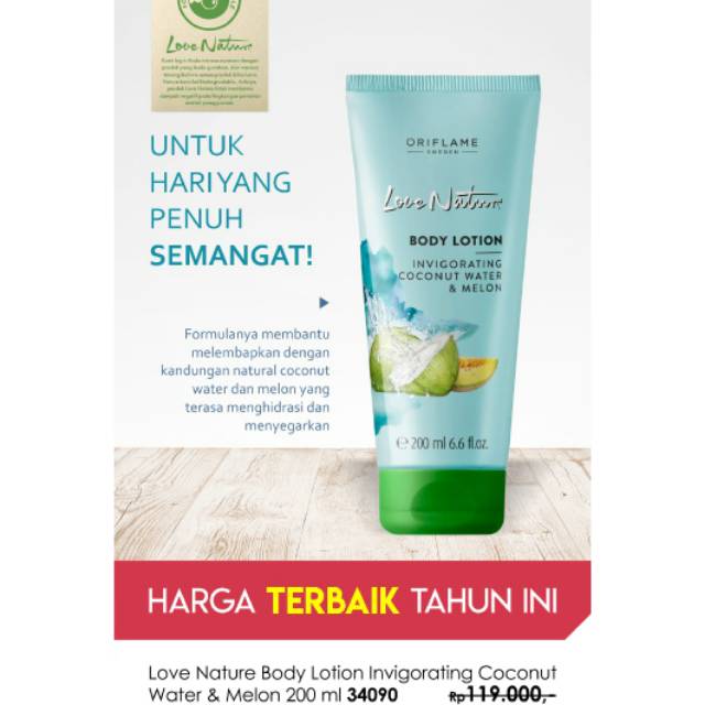 Love Nature Body Lotion Invigorating Coconut Water & Melon