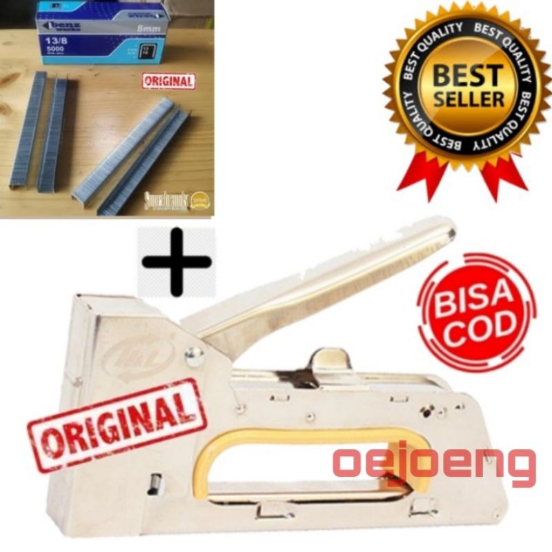 Stapler Tembak / Cekrekan / Pengokot / Hekter Gun Tacker / Staples Sofa, Staples Jok, Dekor Seteples steples Motor Plus isi