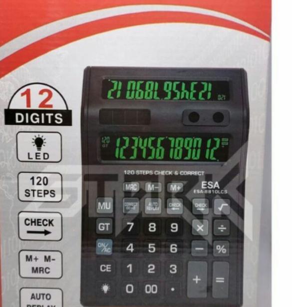 

Trend - Kalkulator 2 layar Kalkulator Esa 12 Digits LCS LED Black Light Murah ,,
