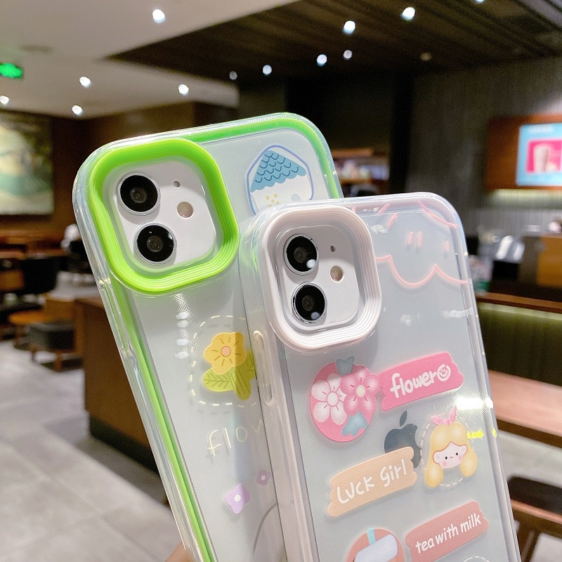 3 in 1 case Pelindung Anti Jatuh Motif Kartun Hewan Untuk iPhone 11 12 13 Pro MAX X XR XS MAX 7 8 Plus