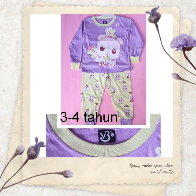 set baju lengan panjang anak / setelan anak 2-4 tahun/ baju tidur/ piyama anak/ baju LOL