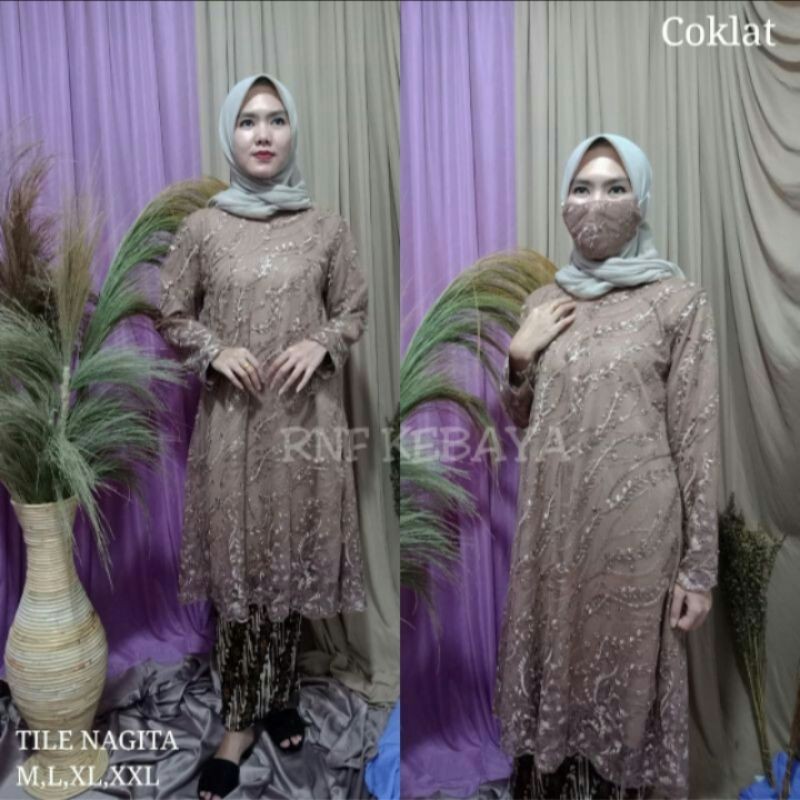 Rnf>KEBAYA TULLE GRATIS MASKER/KEBAYA TUNIK TULLE/KEBAYA MODERN/KEBAYA TERKINI