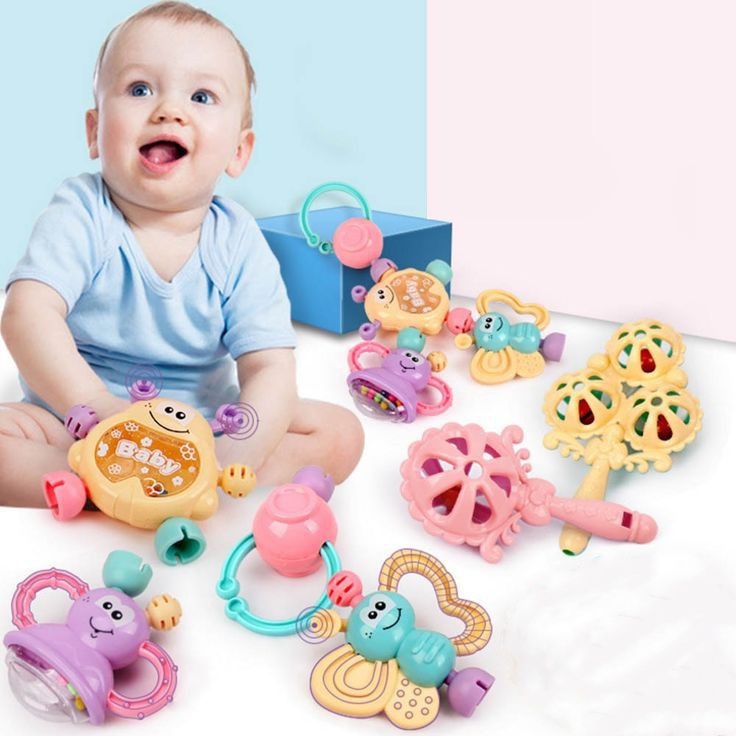 Mainan Gigitan Bayi PP/Silikon Kids Toys Baby Teether Rattle Teething Kit Mainan Bayi Lucu WJ03