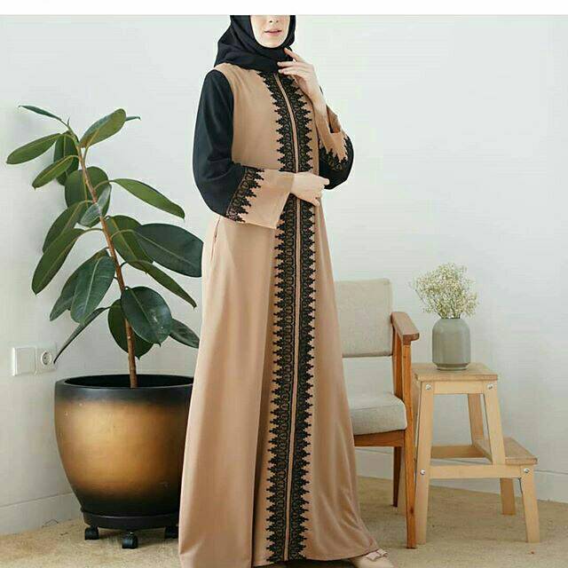 gamis abaya renda tengah & tangan