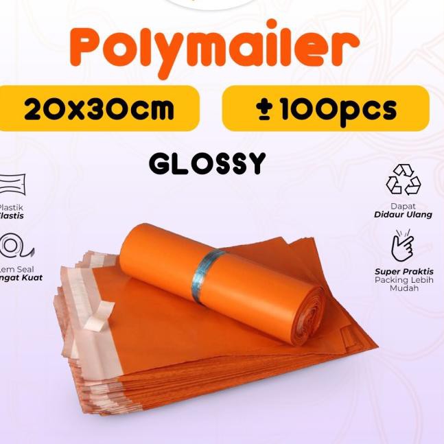 

✲ Plastik Packing Polymailer Warna Orange 20x30 isi 100 pcs Tebal Glossy ℮
