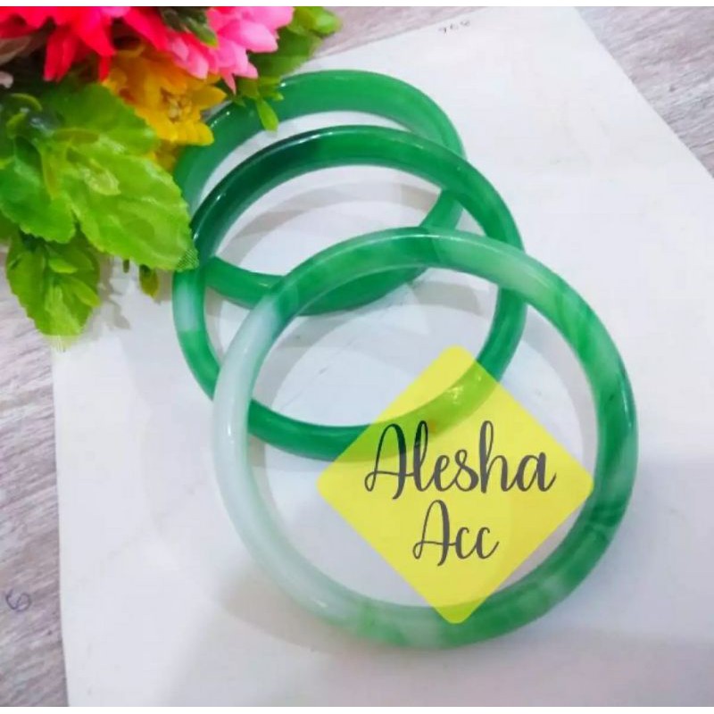 Gelang Wanita/Pria Giok Hijau/Putih