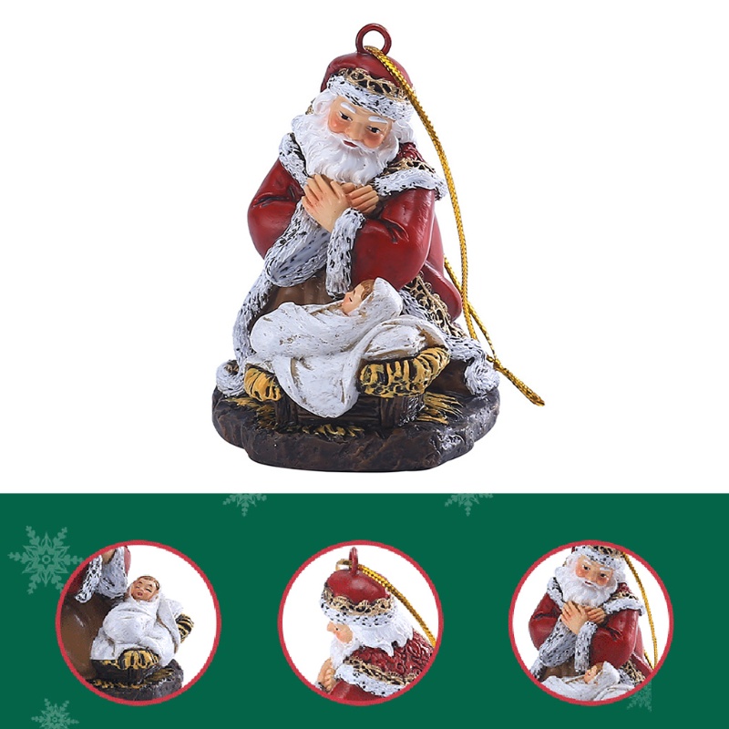 Ornamen Gantung Bentuk Santa Claus Bahan Resin Untuk Dekorasi Pohon Natal