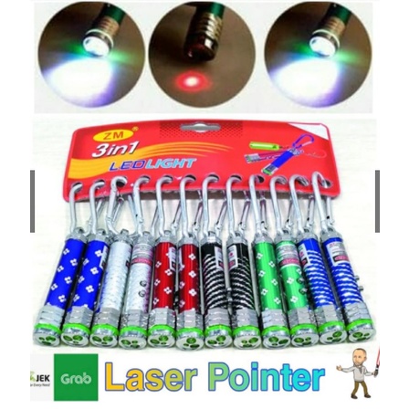 LASER POINTER SENTER MINI GANTUNGAN KUNCI 3 IN 1 LEDLIGHT