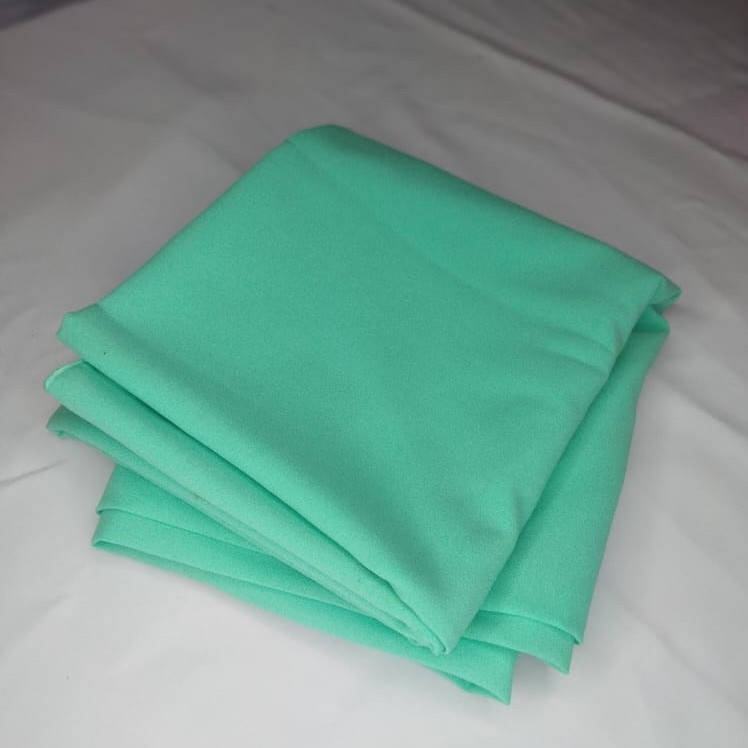Syari Jilbab segi empat diamond stretch Crepe High Quality 130cm X 130cm /140CM KLIM Jahit Tepi-MINT