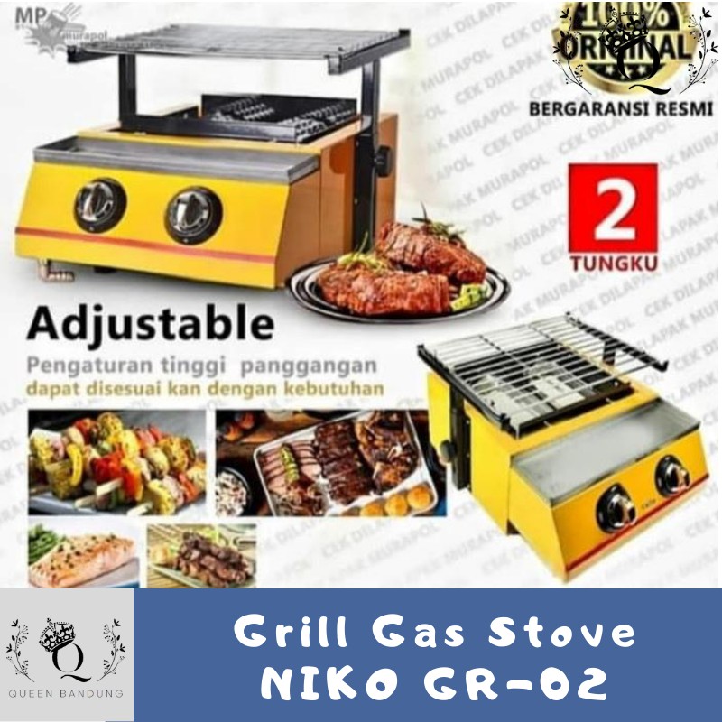 Niko Grill Gas Stove GR 02 - Alat Pemanggang BBQ 2 Tungku