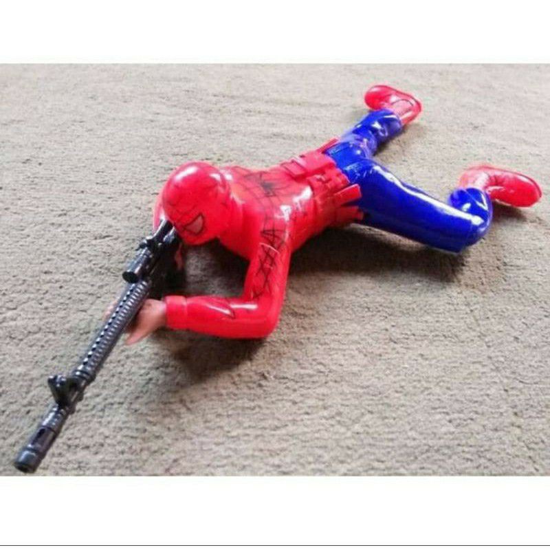 mainan robot spiderman merangkak dan berjalan menembak