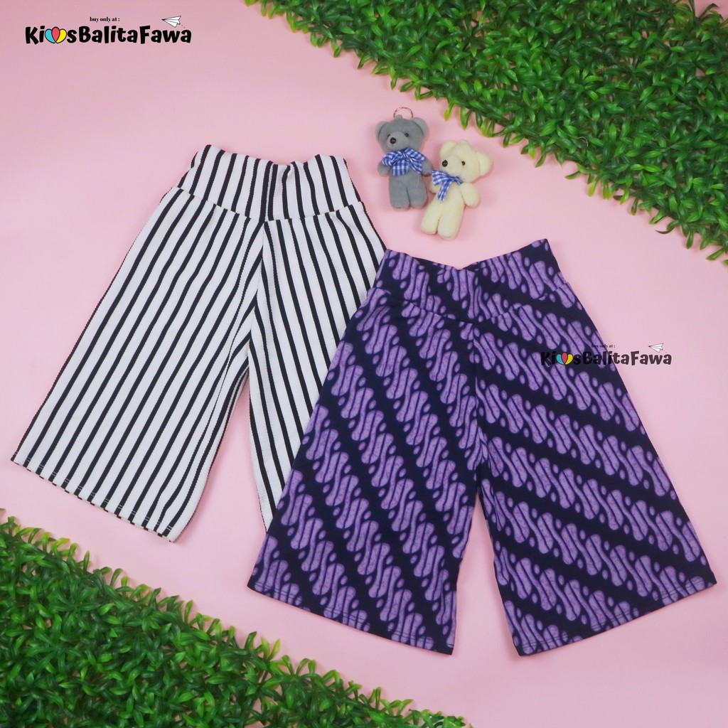 Kulot Motif Uk. 5-6 Tahun / Celana 3per4 MOTIF Anak Perempuan Batik Abstrak Salur Murah Skirt Pants