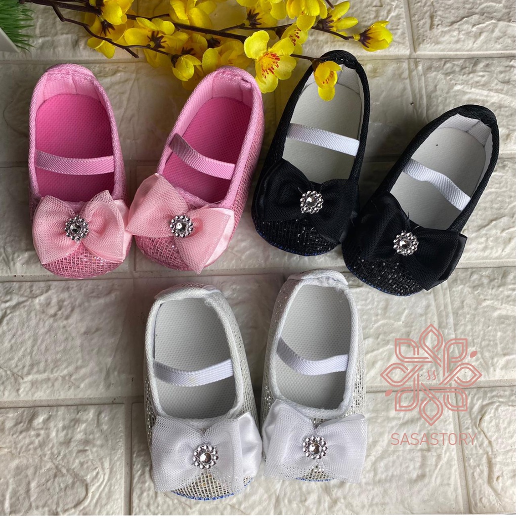 SEPATU PREWALKER BABY BAYI 0-12 BULAN GEL MANIK BLING-BLING FP05