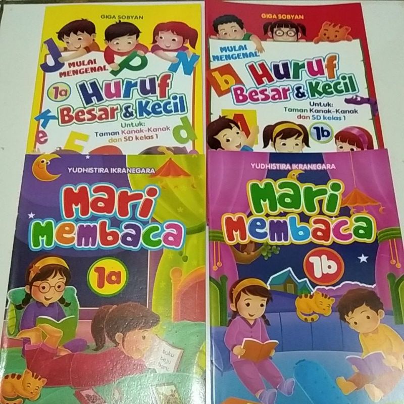 paket buku TK dan paut/mari membaca 1a dan b/ huruf besar dan kecil 1a dan 1b