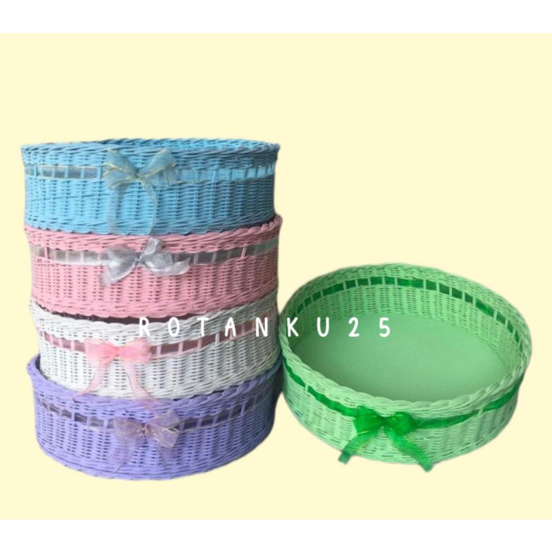 bulat rotan free pita d 20cm / keranjang rotan / keranjang serbaguna / kotak serbaguna / hampers rotan / souvenir rotan