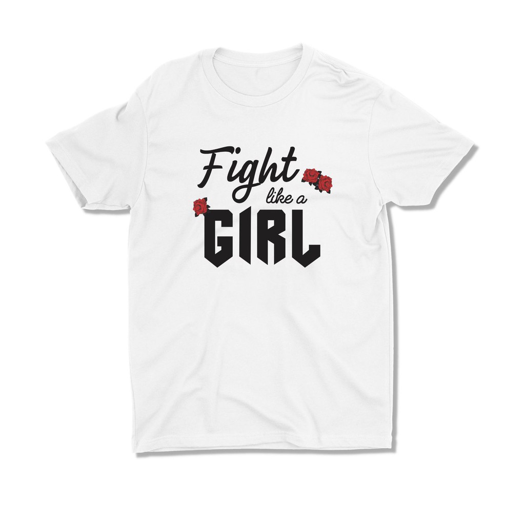 Tshitrallday Kaos Premium Unisex Pria &amp; Wanita bisa Oversize 100% Cotton Combed GRAPHIC FIGHT LIKE A GIRL