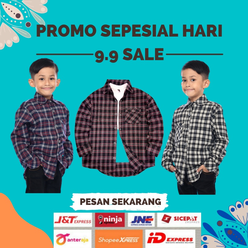 Baju Kemeja Anak Cowok Umur 1-12 tahun -Kemeja Flanel Anak