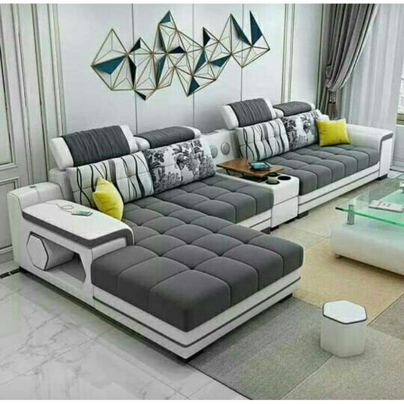 Sofa L Shape Terbaru Sofa L shape grey Sofa tamu keluarga minimalis