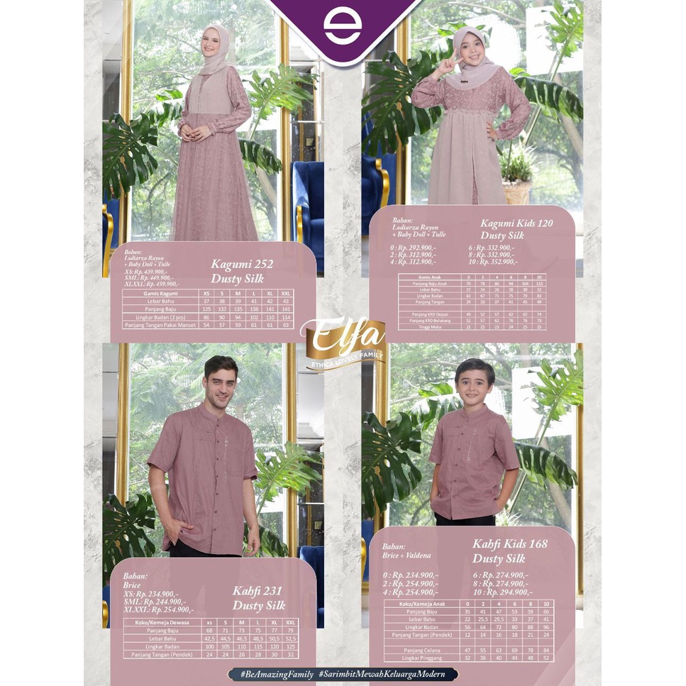 ELFA 258 DUSTY SILK ETHICA ORIGINAL KOKO DEWASA KAHFI 231 DUSTY SILK GAMIS DEWASA KAGUMI 252 DUSTY S