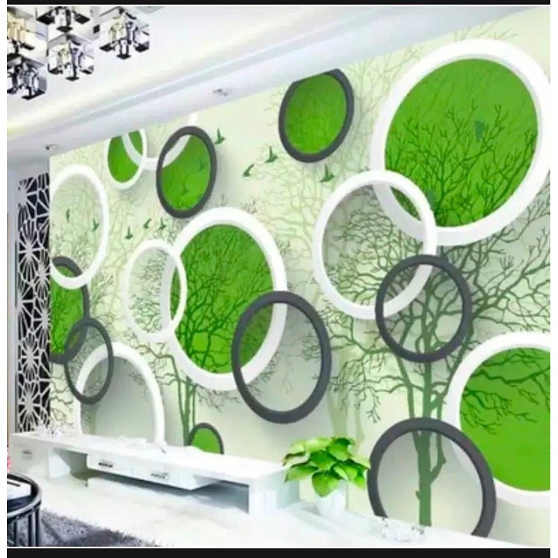Wallpaper stiker dinding 3d hijau