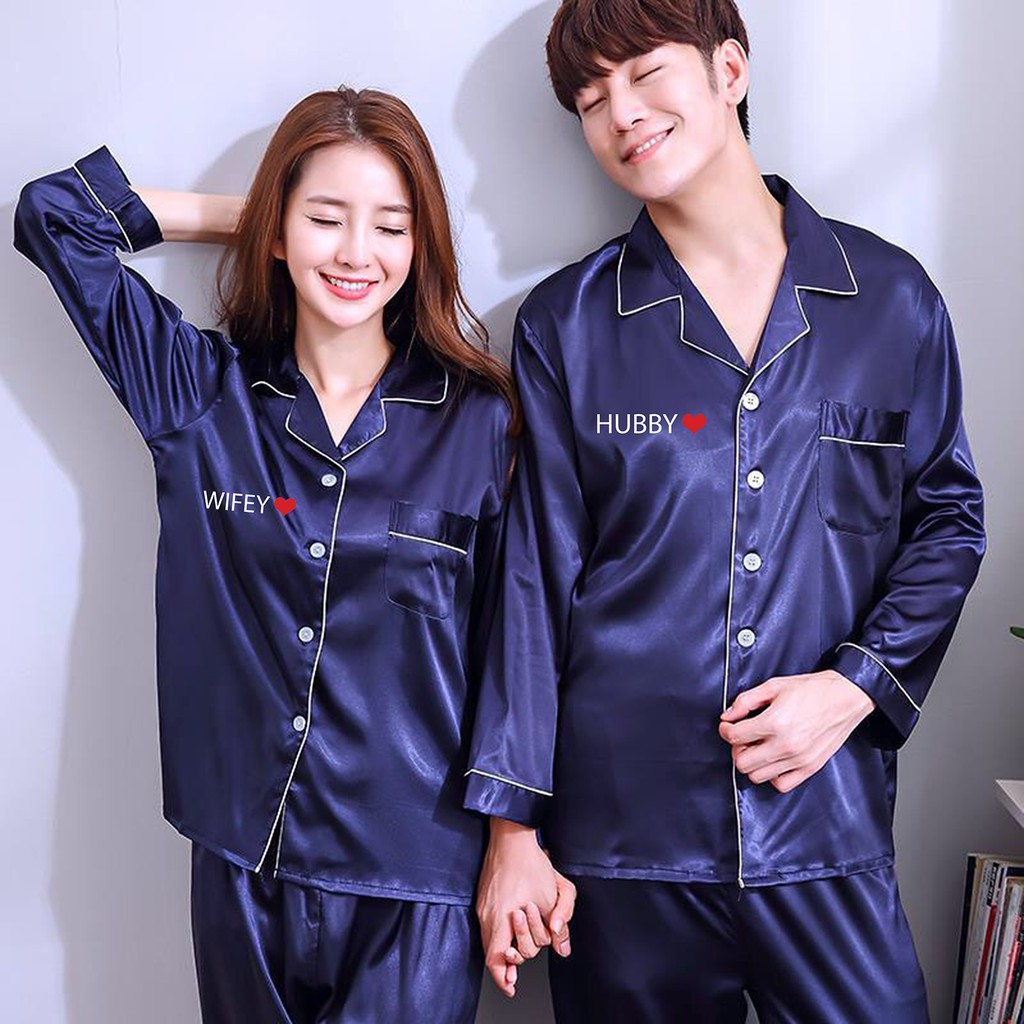 Zavyn Piyama Couple Satin Custom Hubby ❤ &amp; Wifey ❤