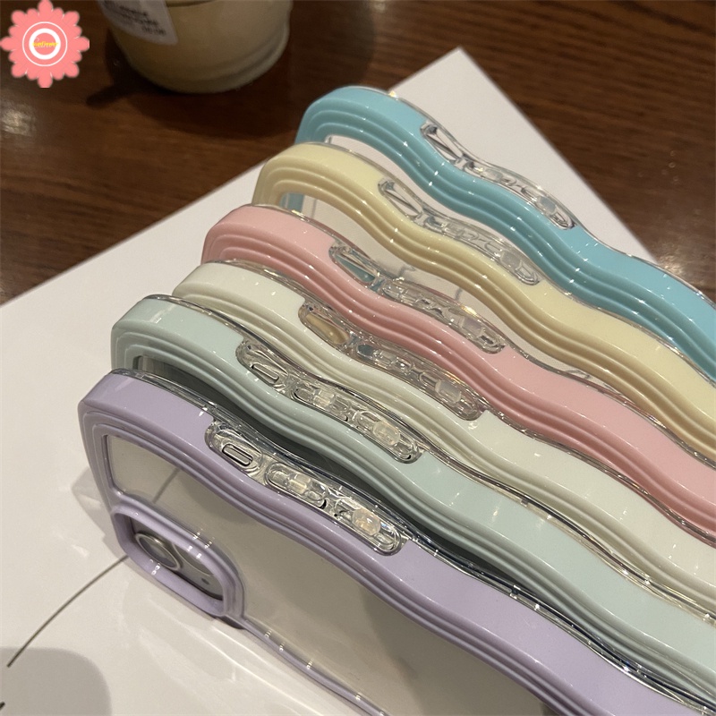 Soft Case TPU Transparan 2 In 1 Frame Gelombang Untuk IPhone 11 12 13 Pro Max 7 8 7Plus 8Plus XR X XS Max SE 2020