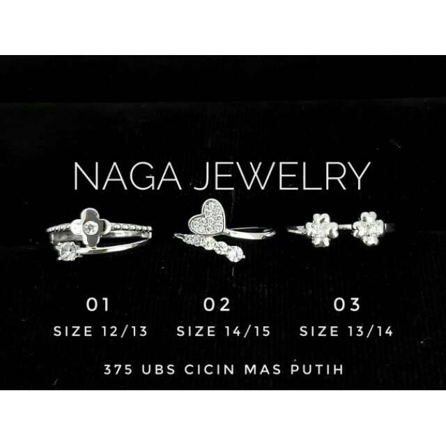 cincin PUTIH variasi mata emas 375