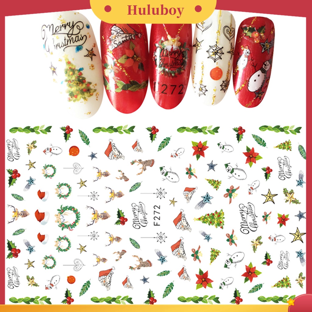 Huluboy Huluboy♡ Stiker Kuku Motif Natal Untuk Dekorasi Nail Art